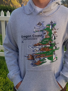 Oregon Coast Lighthouses Gray Sweatshirt