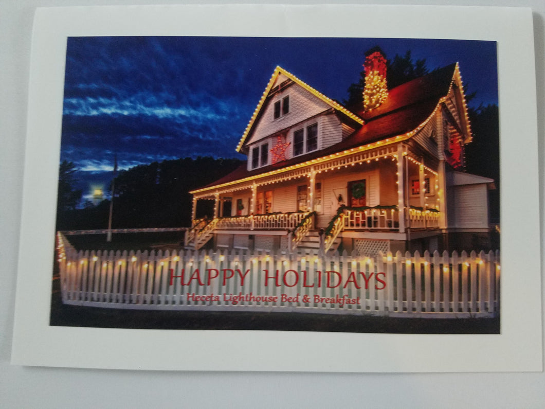 Heceta lightkeepers and lighthouse holiday card