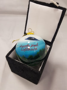 Heceta Lighthouse inside painted glass ornament