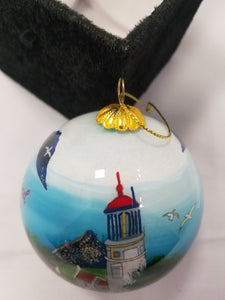 Heceta Lighthouse inside painted glass ornament