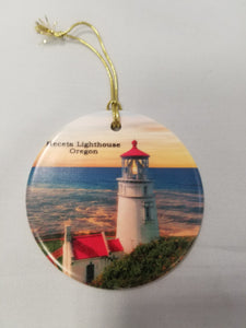 Heceta lighthouse sunset ornament