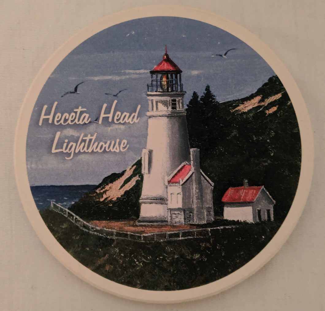 Single Heceta Head Lighthouse Stone Coaster