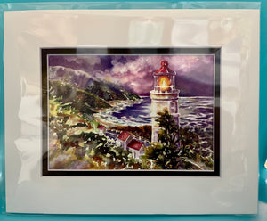 Heceta Lighthouse watercolor print 8 1/2" X 11"